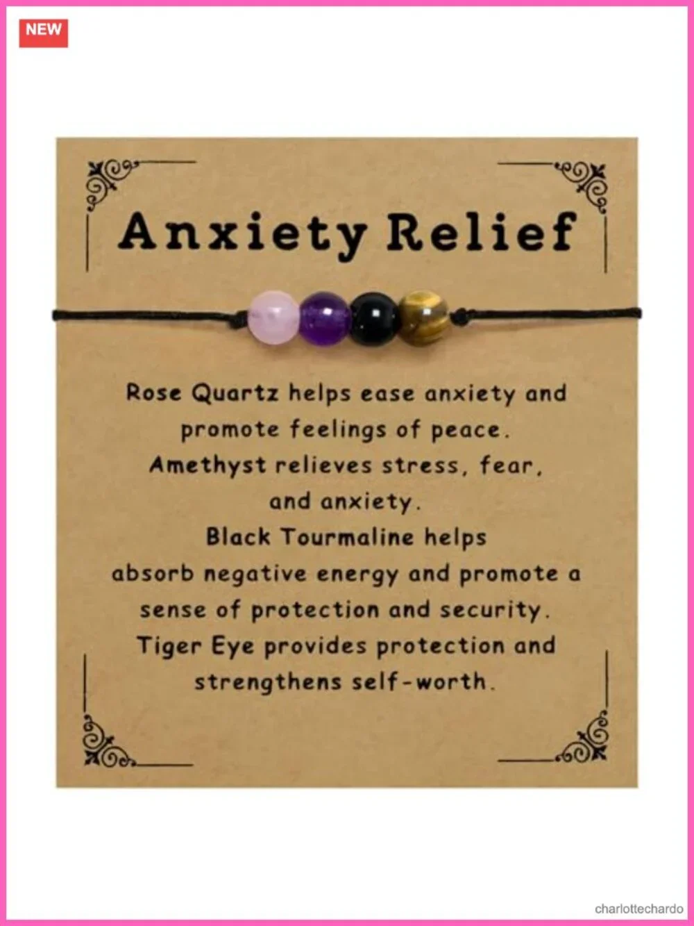 Anxiety Relief Crystal Bracelet Adjustable Healing Stone Gift